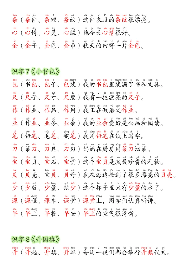 24新版一年级语文上册生字组词造句_小学1-6年级常用的上册资源汇总_一年级上册资料
