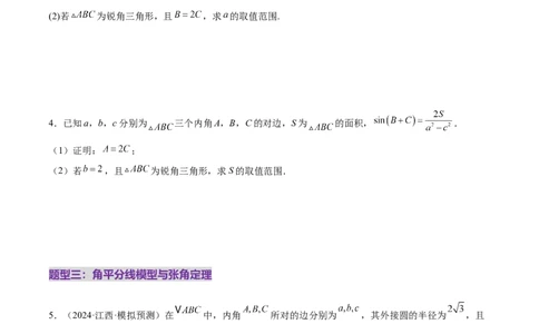 专题10正余弦定理在解三角形中的高级灵活应用与最值问题（练习）（原卷版）_2025年新高考资料_二轮复习_01高考语文等多个文件_上好课2025年高考数学二轮复习讲练测（新高考通用）