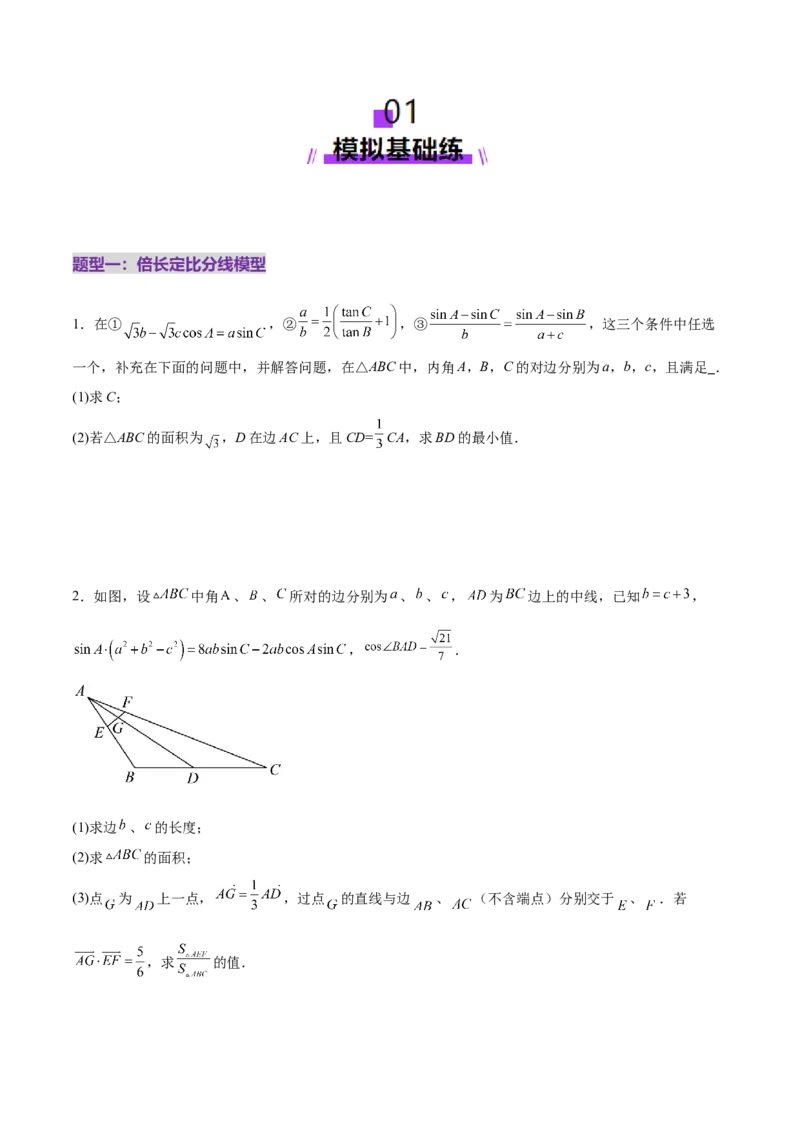 专题10正余弦定理在解三角形中的高级灵活应用与最值问题（练习）（原卷版）_2025年新高考资料_二轮复习_01高考语文等多个文件_上好课2025年高考数学二轮复习讲练测（新高考通用）