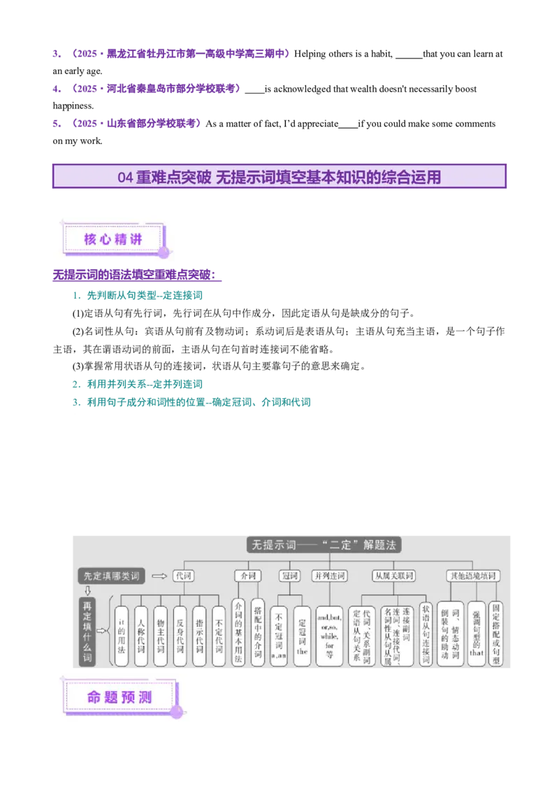 专题02语法填空之无提示词填空（讲义）（原卷版）_2025年新高考资料_二轮复习_01高考语文等多个文件_上好课2025年高考英语二轮复习讲练测（新高考通用）_第六部分语法填空