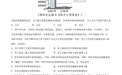 专题突破卷34人口迁徙、文化交融与认同（原卷版）_07高考历史_新高考复习资料_2024年新高考复习资料_一轮复习资料_完2024年高考历史一轮复习考点通关卷（新高考通用）_专题突破卷