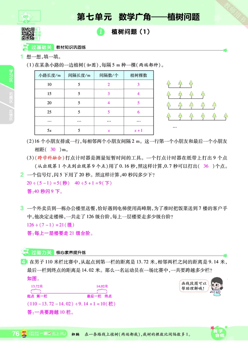 2025秋一遍过数学RJ5上教师用书（答案版）_25秋小学语数英1-6年级上册《一遍过》合集_25秋人教版数学《一遍过》1-6年级上_五年级上册