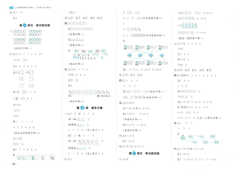 2025秋一本周末小测卷数学1上BS_小学语数英上册《一本周末小测卷》_25秋1-6年级上册小学数学北师大版一本周末小卷(1)