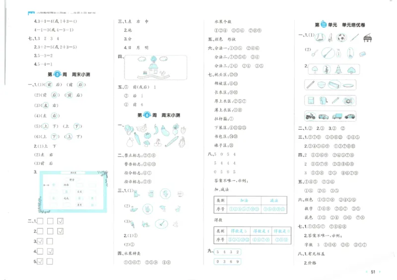 2025秋一本周末小测卷数学1上BS_小学语数英上册《一本周末小测卷》_25秋1-6年级上册小学数学北师大版一本周末小卷(1)