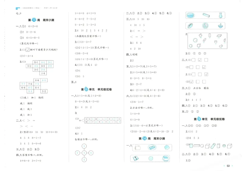 2025秋一本周末小测卷数学1上BS_小学语数英上册《一本周末小测卷》_25秋1-6年级上册小学数学北师大版一本周末小卷(1)