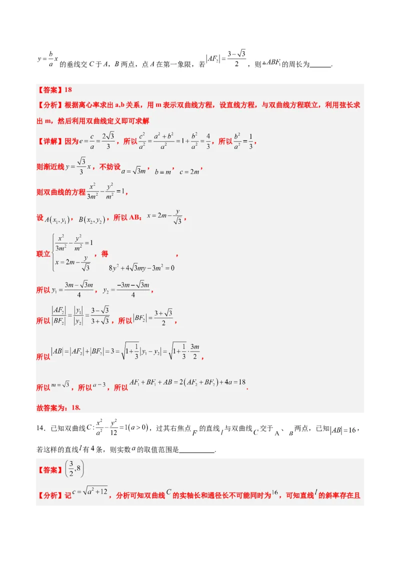 第44讲直线与双曲线（精讲）一轮复习讲义2024年高考数学高频考点题型归纳与方法总结（新高考通用）解析版_2024年新高考资料_1.2024一轮复习