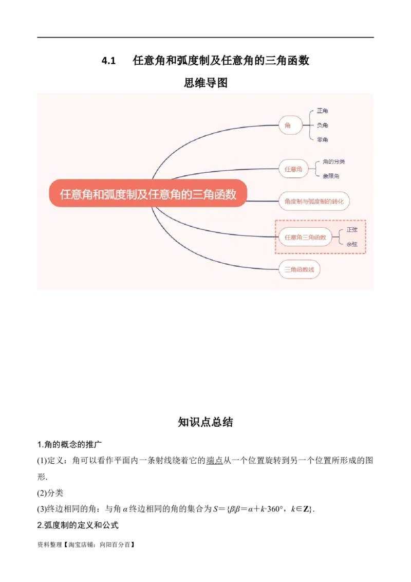 专题4.1任意角和弧度制及任意角的三角函数（解析版）_02高考数学_新高考复习资料_2024年新高考资料_一轮复习资料_答案解析版