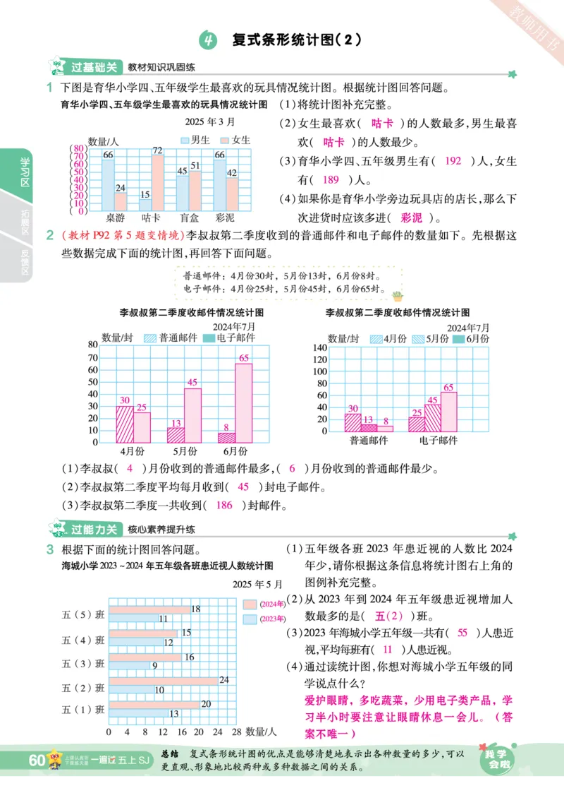 2025秋一遍过数学SJ5上教师用书（答案版）_25秋小学语数英1-6年级上册《一遍过》合集_25秋苏教版数学《一遍过》1-6年级上_五年级