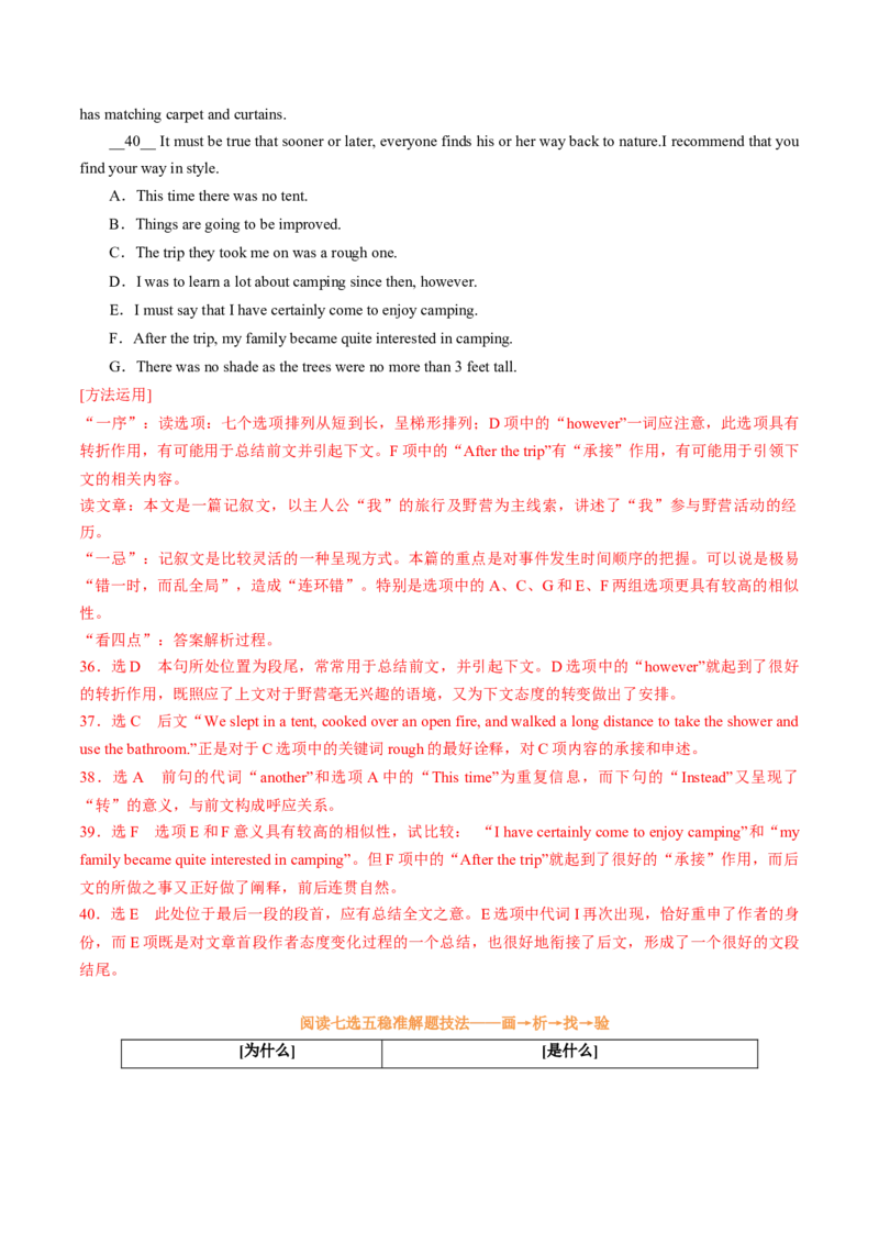 专题49.阅读七选五快捷解题技法（学生版）---2023届高三英语总复习（通用版）_03高考英语_新高考复习资料_2023年新高考资料_专项复习_2023届高三英语总复习