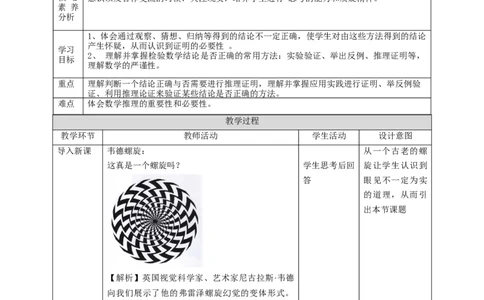核心素养目标7.1为什么要证明教学设计_北师大初中数学_8上-北师大版初中数学_旧版_01课件+教案核心素养目标_教案
