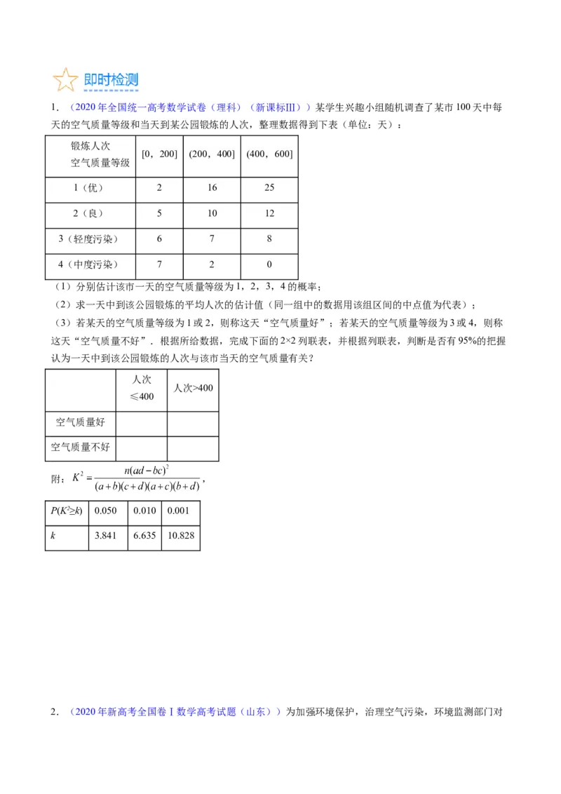 专题41统计与统计案例（文理通用）（学生版）_02高考数学_通用版（老高考）复习资料_2024年复习资料_完备战2024年高考数学一轮复习考点帮（全国通用）_核心考点讲练