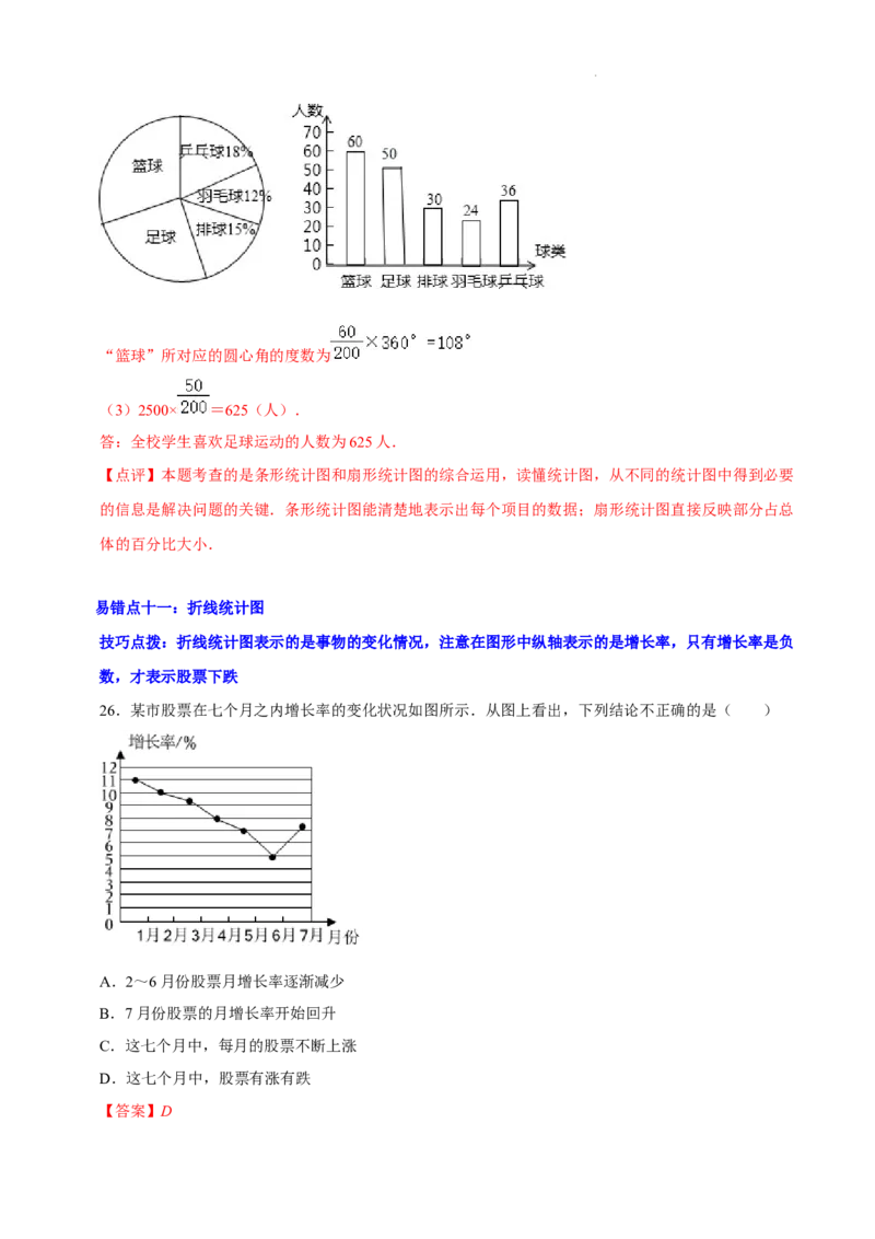 第六章数据的收集与整理（易错题归纳）（解析版）-2024-2025学年七年级数学上册单元速记&middot;巧练（北师大版2024）_北师大初中数学_7上-北师大版初中数学_05讲义练习