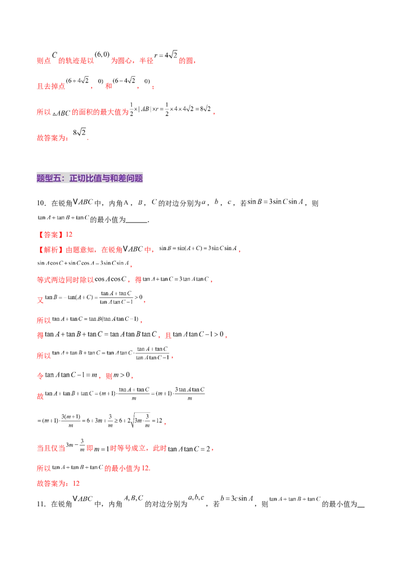 专题10正余弦定理在解三角形中的高级灵活应用与最值问题（练习）（解析版）_2025年新高考资料_二轮复习_上好课2025年高考数学二轮复习讲练测（新高考通用）3379306