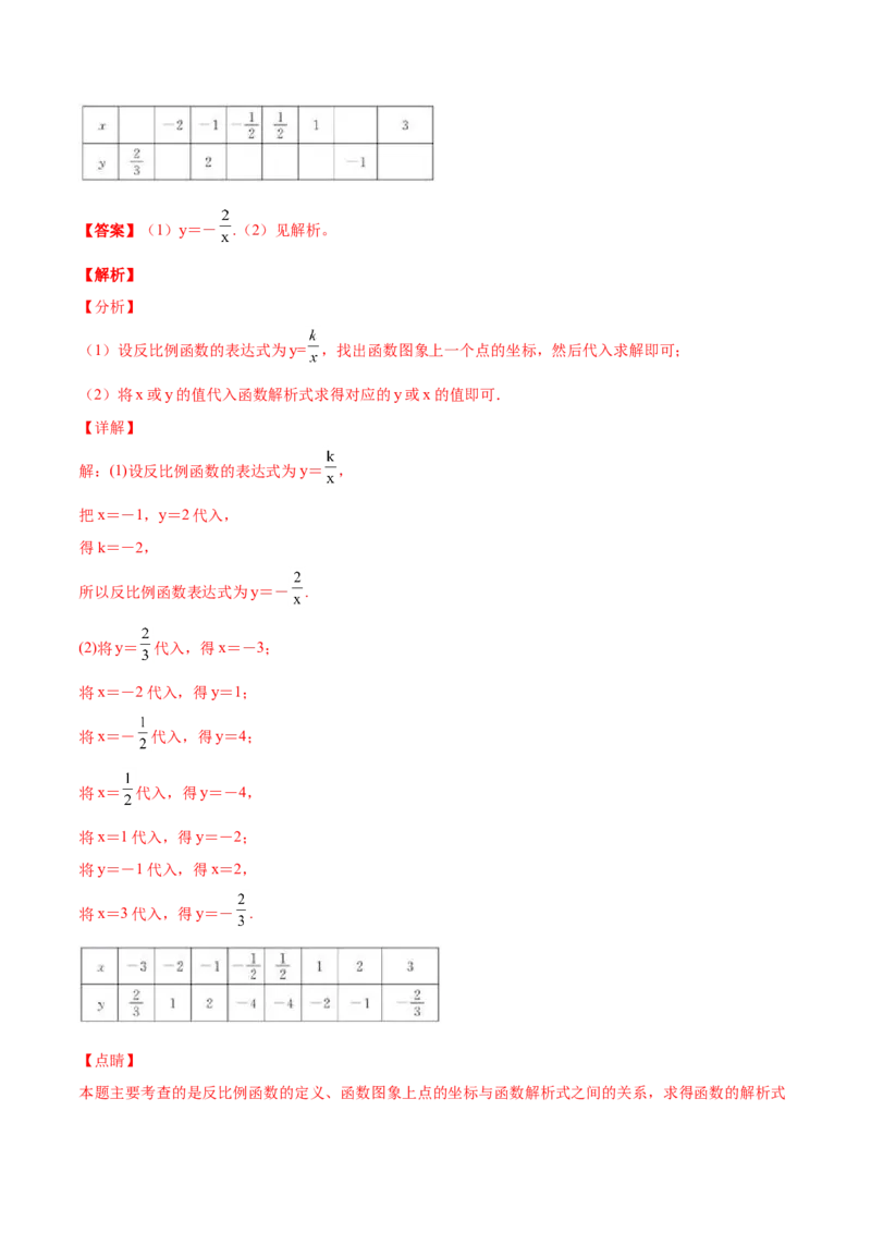第六章反比例函数单元测试（A卷&middot;夯实基础）（解析版）_北师大初中数学_9上-北师大版初中数学_05习题试卷_2单元试卷_单元测试（第1套）