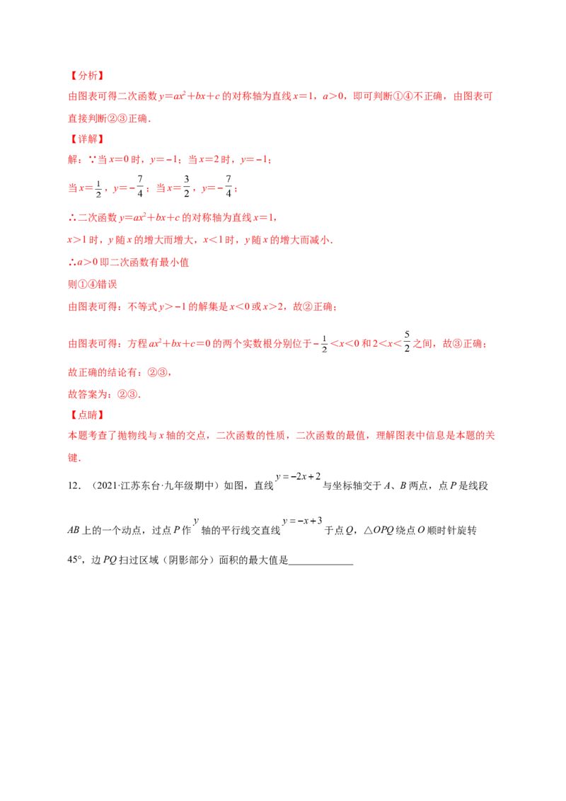第二章二次函数（提分小卷）-单元测试九年级数学下册尖子生选拔卷（北师大版）（解析版）_北师大初中数学_9下-北师大版初中数学_05习题试卷_2单元试卷_单元测试（第1套）