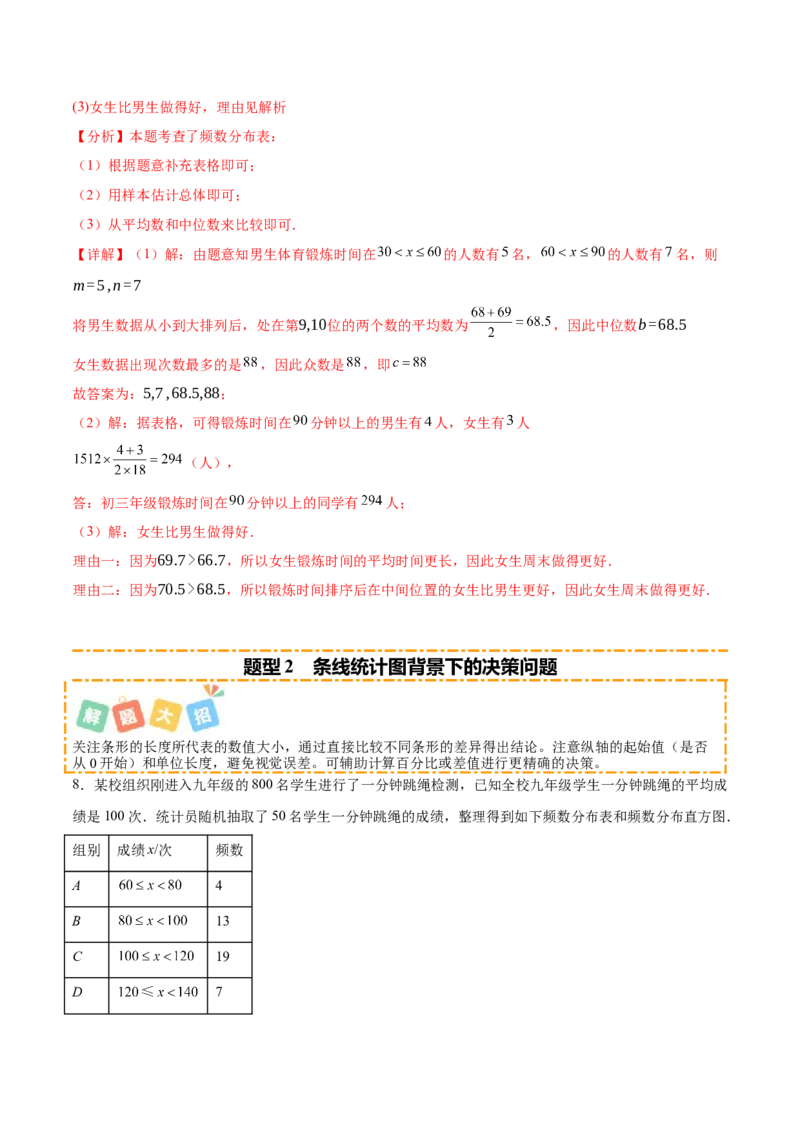 培优02数据分析的实际应用类型题（6大题型）（专项训练）（北师大2024）（解析版）_北师大初中数学_8上-北师大版初中数学_初中数学北师大8上-2025秋季新版_第二套推荐25_07习题试卷