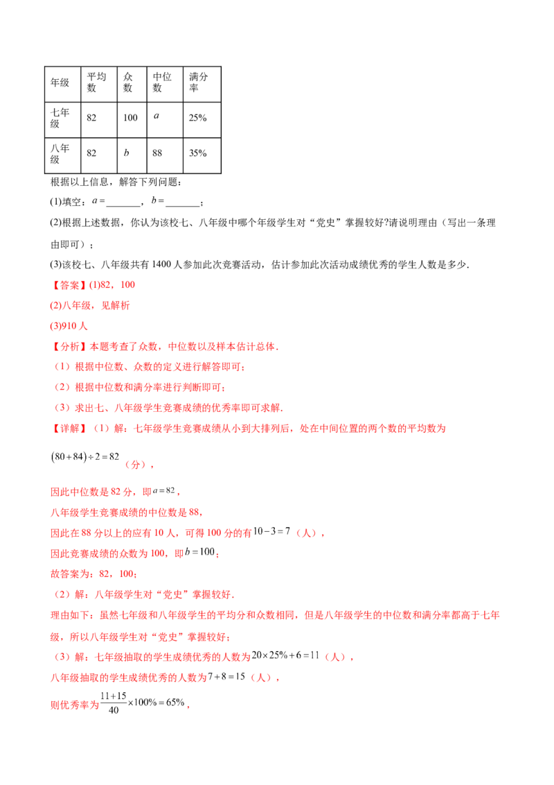 培优02数据分析的实际应用类型题（6大题型）（专项训练）（北师大2024）（解析版）_北师大初中数学_8上-北师大版初中数学_初中数学北师大8上-2025秋季新版_第二套推荐25_07习题试卷