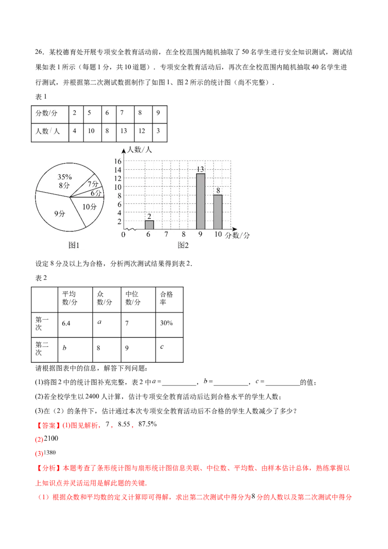 培优02数据分析的实际应用类型题（6大题型）（专项训练）（北师大2024）（解析版）_北师大初中数学_8上-北师大版初中数学_初中数学北师大8上-2025秋季新版_第二套推荐25_07习题试卷