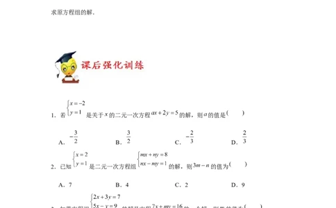 小专题06：二元一次方程（组）的含参问题（原卷版）-2021-2022学年八年级数学上册基础考点专题培优训练+重要题型小专题（北师大版）_北师大初中数学_8上-北师大版初中数学_旧版