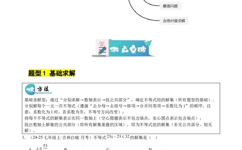 微专题02一元一次不等式（组）的解法（专项训练）（原卷版）_北师大初中数学_8下-北师大版初中数学_2026春新版_第二套-东方_02.北师大数学8下试题+复习26春_专项训练