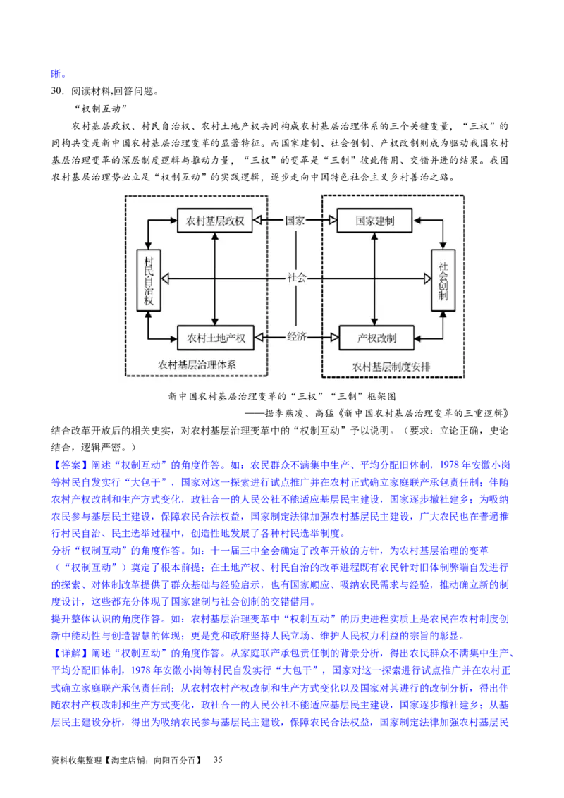 主题07中华人民共和国成立以来社会主义建设道路的探索（主观题专练50题）（解析版）_07高考历史_新高考复习资料_2024年新高考复习资料_一轮复习资料_中国近代现代史板块