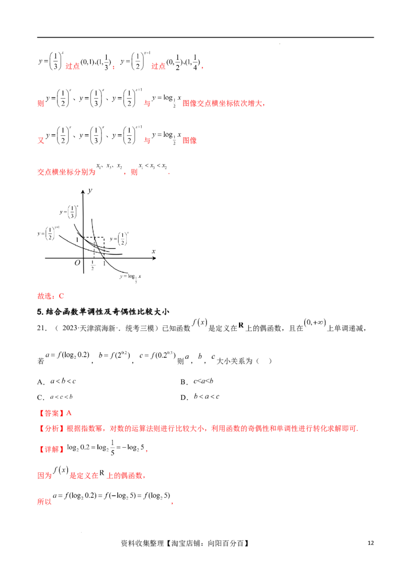 专题突破卷02指对幂比较大小（解析版）_02高考数学_新高考复习资料_2024年新高考资料_一轮复习资料_完2024年高考数学一轮复习考点通关卷（新高考）_专题突破卷