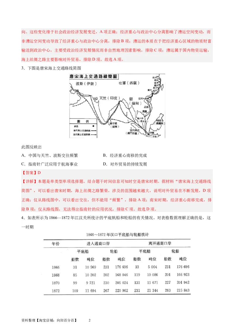 专题突破卷30交通与社会变迁（解析版）_07高考历史_新高考复习资料_2024年新高考复习资料_一轮复习资料_完2024年高考历史一轮复习考点通关卷（新高考通用）_专题突破卷