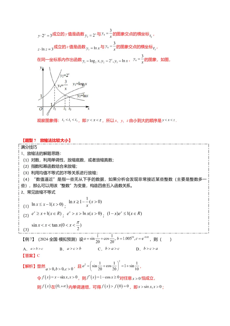 重难点2-1指对幂比较大小（8题型+满分技巧+限时检测）（解析版）_2024年新高考资料_3.2024专项复习_2024年高考数学热点&middot;重点&middot;难点专练（新高考专用）