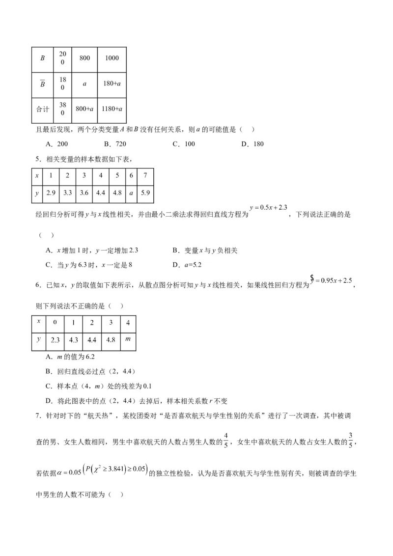 第49练成对数据的统计分析（精练：基础+重难点）一轮复习讲义2024年高考数学高频考点题型归纳与方法总结（新高考通用）原卷版_2024年新高考资料_1.2024一轮复习