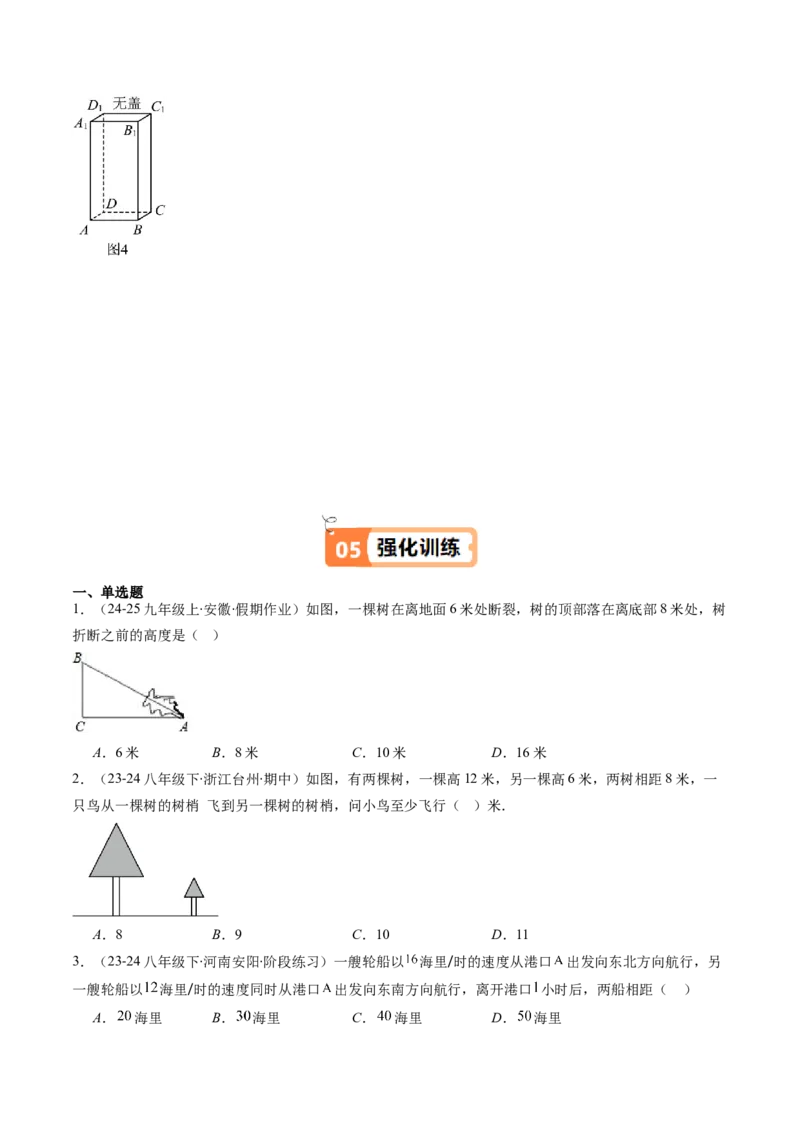 第03讲勾股定理的应用（原卷版）_北师大初中数学_8上-北师大版初中数学_旧版_05习题试卷_帮课堂2023-2024学年八年级数学上册同步学与练（北师大版）