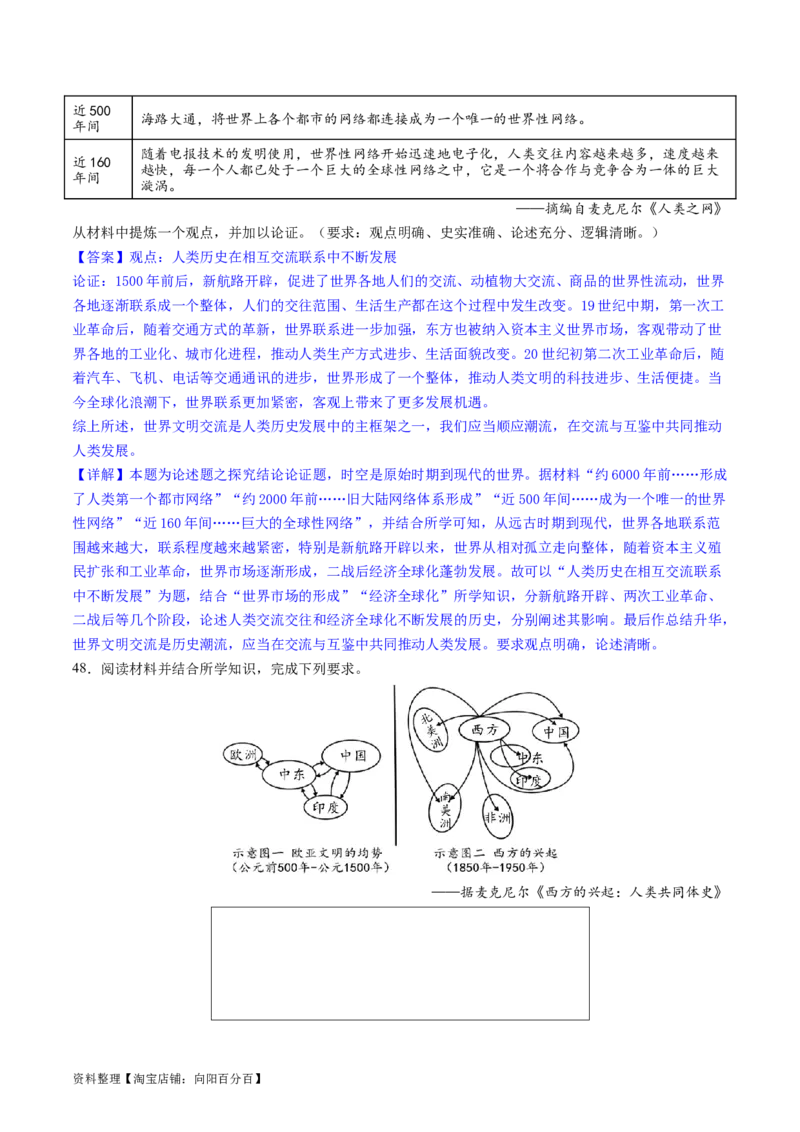 主题12二战后世界发展的新变化（主观题专练50题）（解析版）_07高考历史_新高考复习资料_2024年新高考复习资料_一轮复习资料_完备战2024年高考历史一轮复习考点帮（新教材新高考）