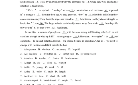 作业29　夹叙夹议类完形填空_03高考英语_2025年新高考资料_二轮复习_2025年高考英语大二轮_学生用书Word版文档_专题强化练&bull;高考题型组合练