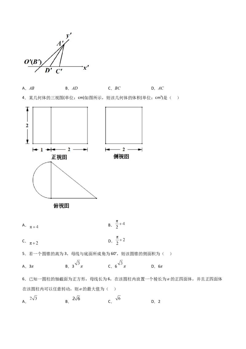 专题8.1基本立体图形及几何体的表面积与体积(原卷版)_02高考数学_新高考复习资料_2024年新高考资料_一轮复习资料