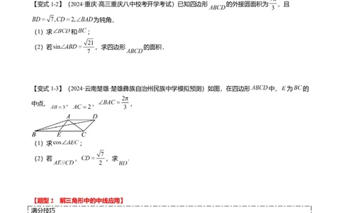 重难点3-2解三角形的综合应用（8题型+满分技巧+限时检测）（原卷版）_2024年新高考资料_3.2024专项复习_2024年高考数学热点&middot;重点&middot;难点专练（新高考专用）
