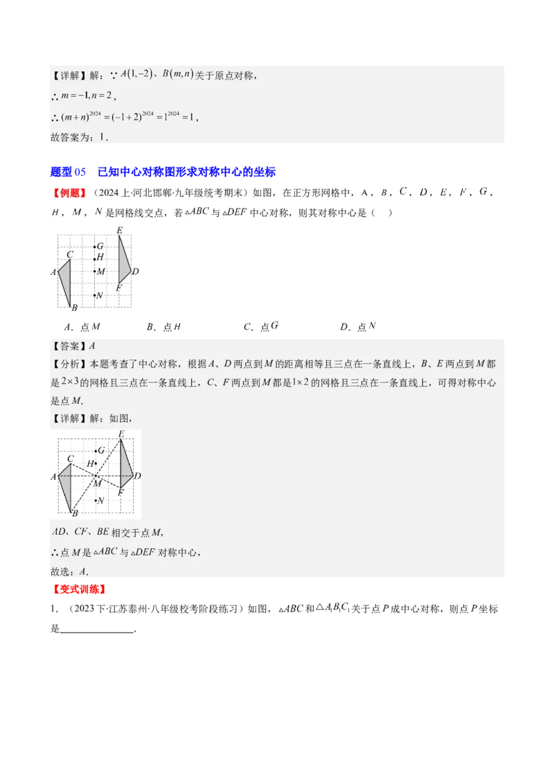 第三章第03讲中心对称与简单的图案设计(8类热点题型讲练)（解析版）_北师大初中数学_8下-北师大版初中数学_旧版-可参考_05习题试卷