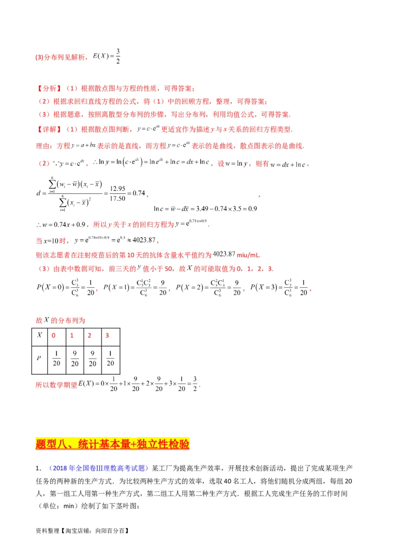 专题43重点专训统计大题专项训练（理科）（教师版）_02高考数学_通用版（老高考）复习资料_2024年复习资料_完备战2024年高考数学一轮复习考点帮（全国通用）