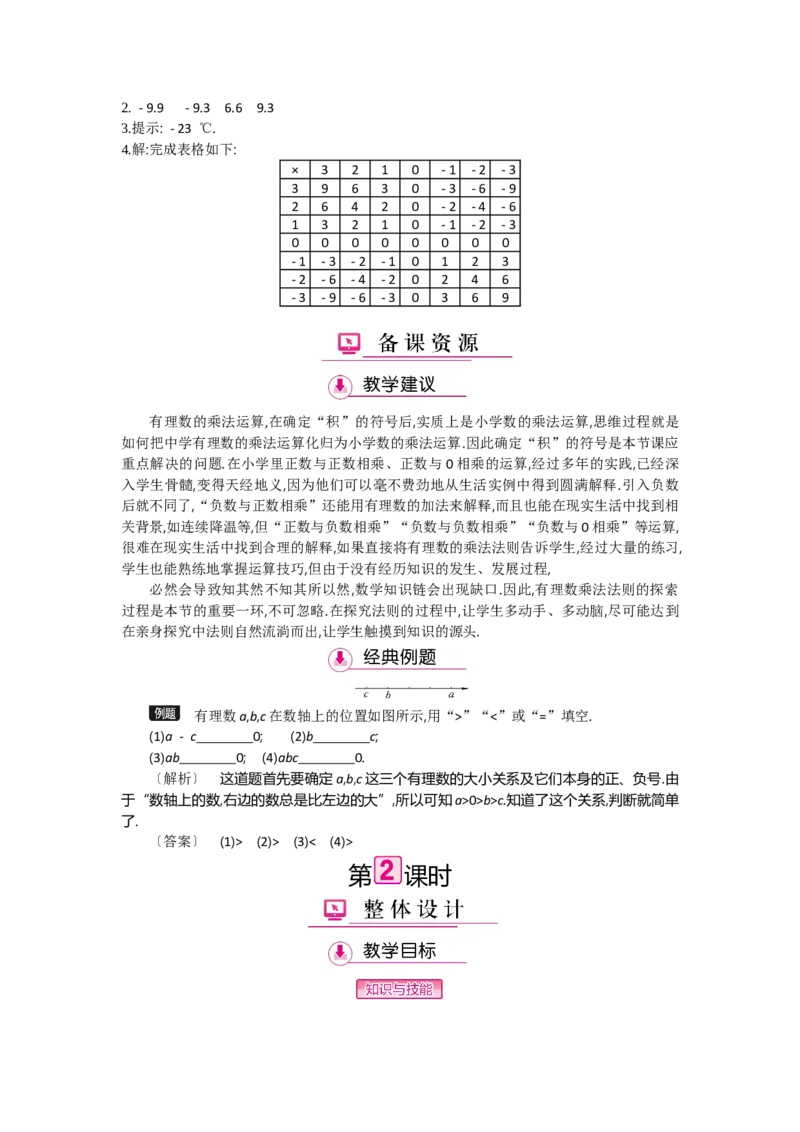 第二章有理数及其运算_北师大初中数学_7上-北师大版初中数学_7上-初中数学北师大（旧版）赠送_03教案_全册教案（第2套）