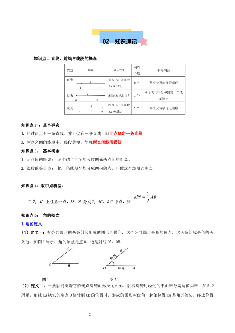 第四章基本平面图形知识归纳与题型突破（题型清单）（十一题型清单）（原卷版）-2024-2025学年七年级数学上册单元速记&middot;巧练（北师大版2024）_北师大初中数学_7上-北师大版初中数学