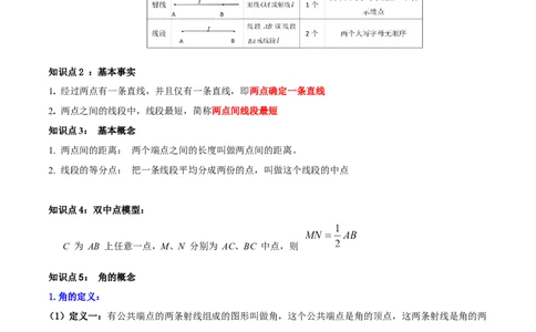 第四章基本平面图形知识归纳与题型突破（题型清单）（十一题型清单）（原卷版）-2024-2025学年七年级数学上册单元速记&middot;巧练（北师大版2024）_北师大初中数学_7上-北师大版初中数学