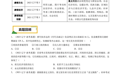 押第3题隋唐时期：统一多民族封建国家的发展（原卷版）_07高考历史_2024年新高考资料_52024三轮冲刺_备战2024年高考历史临考题号押题（辽宁、黑龙江、吉林专用）322866720