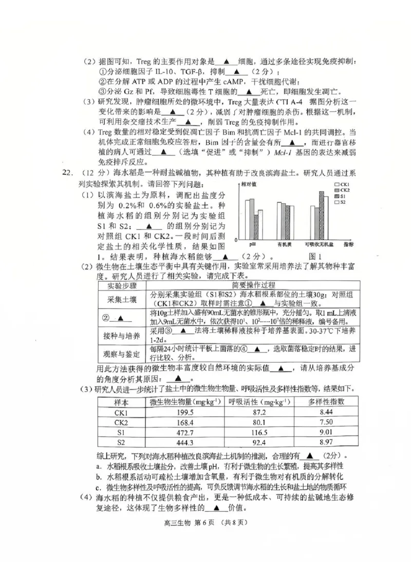 江苏省苏州市2025-2026学年高三上学期期末考试生物试卷（含答案）_全国高考模拟卷_2026年2月_260206江苏省苏州市2025-2026学年高三上学期期末考试（苏州零模）（全科）