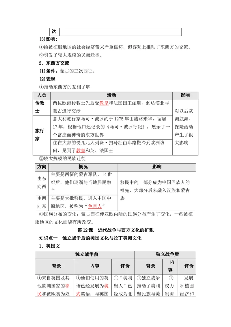 历史选择性必修3文化交流与传播（教师版）37页_07高考历史_2025年新高考资料_专项复习_统编版高中历史知识点总结（教师版+学生版）