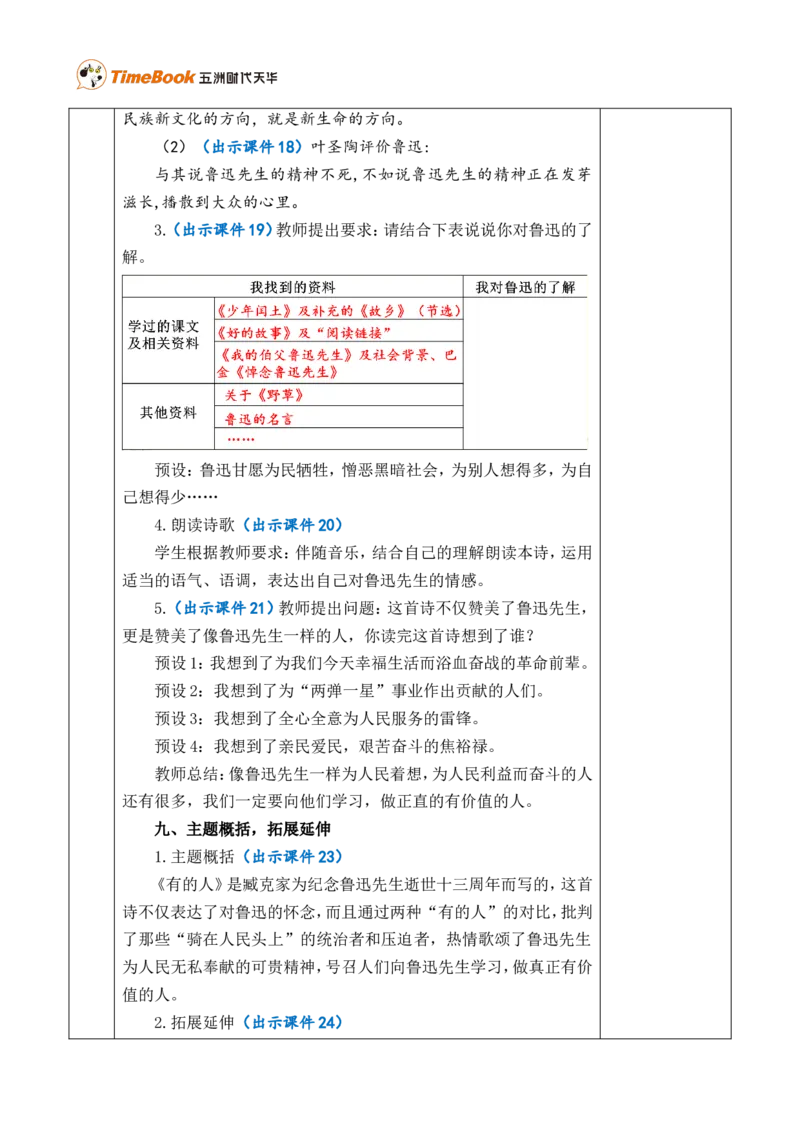 28有的人&mdash;&mdash;纪念鲁迅有感优质版教案_25秋1-6年级语文上册课件教案_25秋统编版语文六年级上册_统编版语文六年级上册教学资源包（25秋七彩课堂）_8.第八单元_28有的人&mdash;&mdash;纪念鲁迅有感