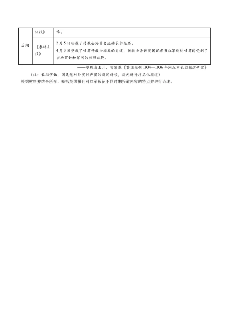 周年热点07长征开始90周年（原卷版）_07高考历史_2024年新高考资料_2.2024二轮复习_2024年高考历史二轮复习周年热点追踪分析与预测