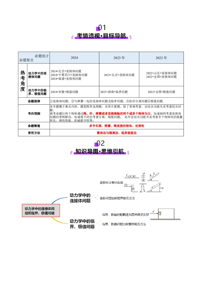 微专题一动力学中的连接体问题和临界、极值问题（讲义）（原卷版）_03高考英语_2025年新高考资料_二轮复习_01高考语文等多个文件