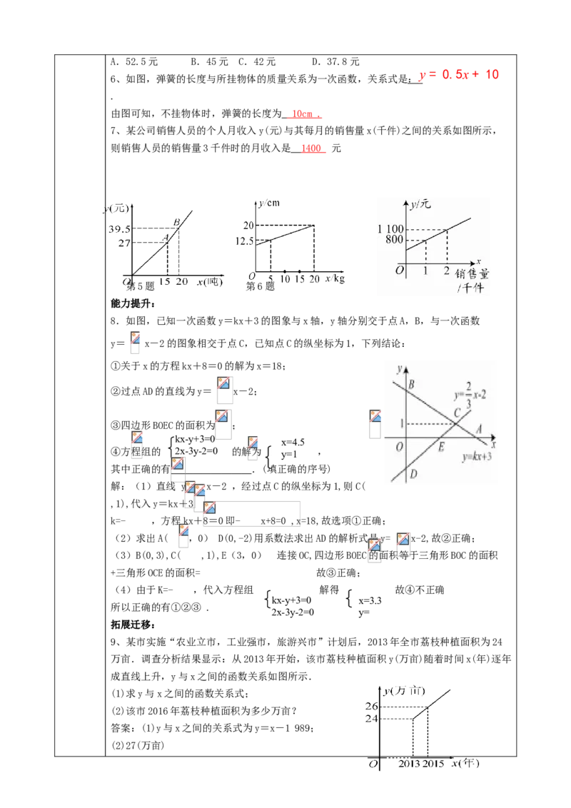 精8北师大版（2024）八年级数学上册第五章《二元一次方程组》5.4用二元一次方程组确定一次函数的表达式课时计划_北师大初中数学_8上-北师大版初中数学_第二套推荐25