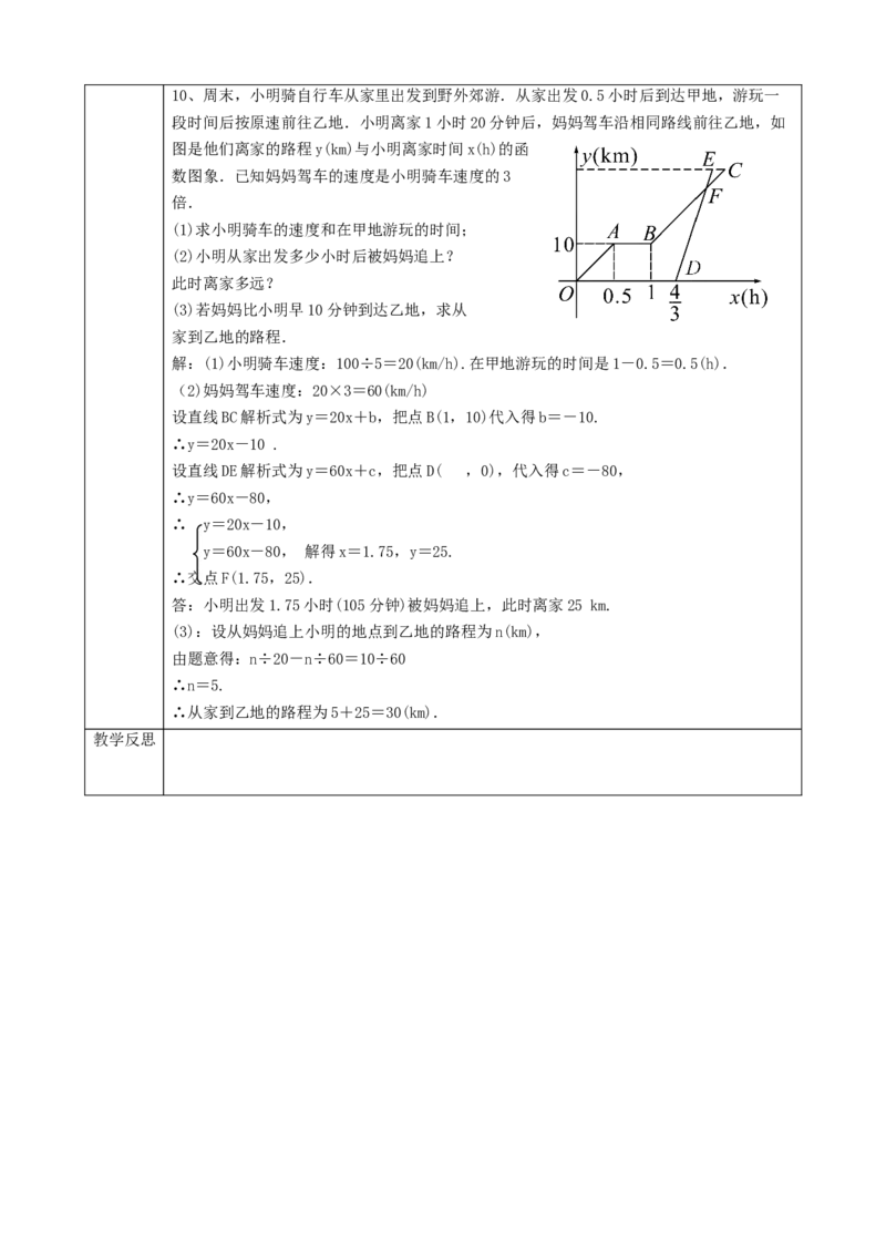 精8北师大版（2024）八年级数学上册第五章《二元一次方程组》5.4用二元一次方程组确定一次函数的表达式课时计划_北师大初中数学_8上-北师大版初中数学_第二套推荐25