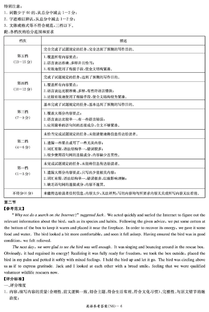 长郡中学2026届高三月考试卷（六）英语答案_全国高考模拟卷_2026年2月_260212湖南省长沙市长郡中学2026届高三年级月考（六）（全科）