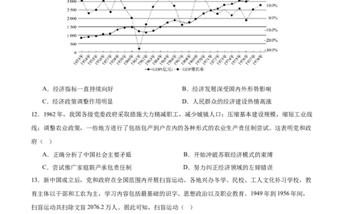 单元突破卷09中华人民共和国成立和社会主义革命与建设（原卷版）_07高考历史_2025年新高考资料_一轮复习_2025年高考历史一轮复习考点通关卷（新高考通用）