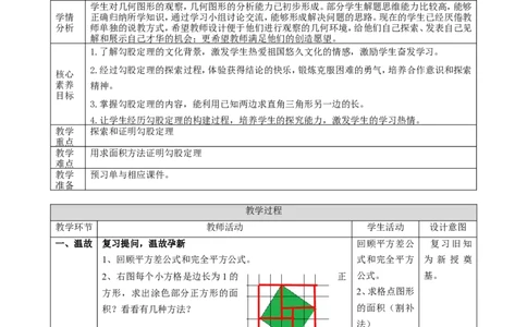 精1北师大版（2024）八年级数学上册第一章《勾股定理》1.1探索勾股定理教学设计(1)_北师大初中数学_8上-北师大版初中数学_初中数学北师大8上-2025秋季新版_第二套推荐25